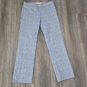 Tory Burch Blue and White Geometric Print Pants